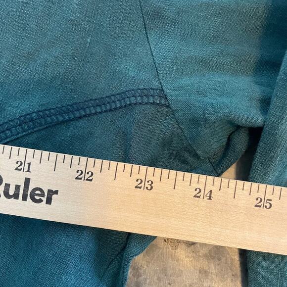 Vintage Linen Lagenlook Cropped Jacket Womens Medium Metropole Green Lightweight - Picture 10 of 11